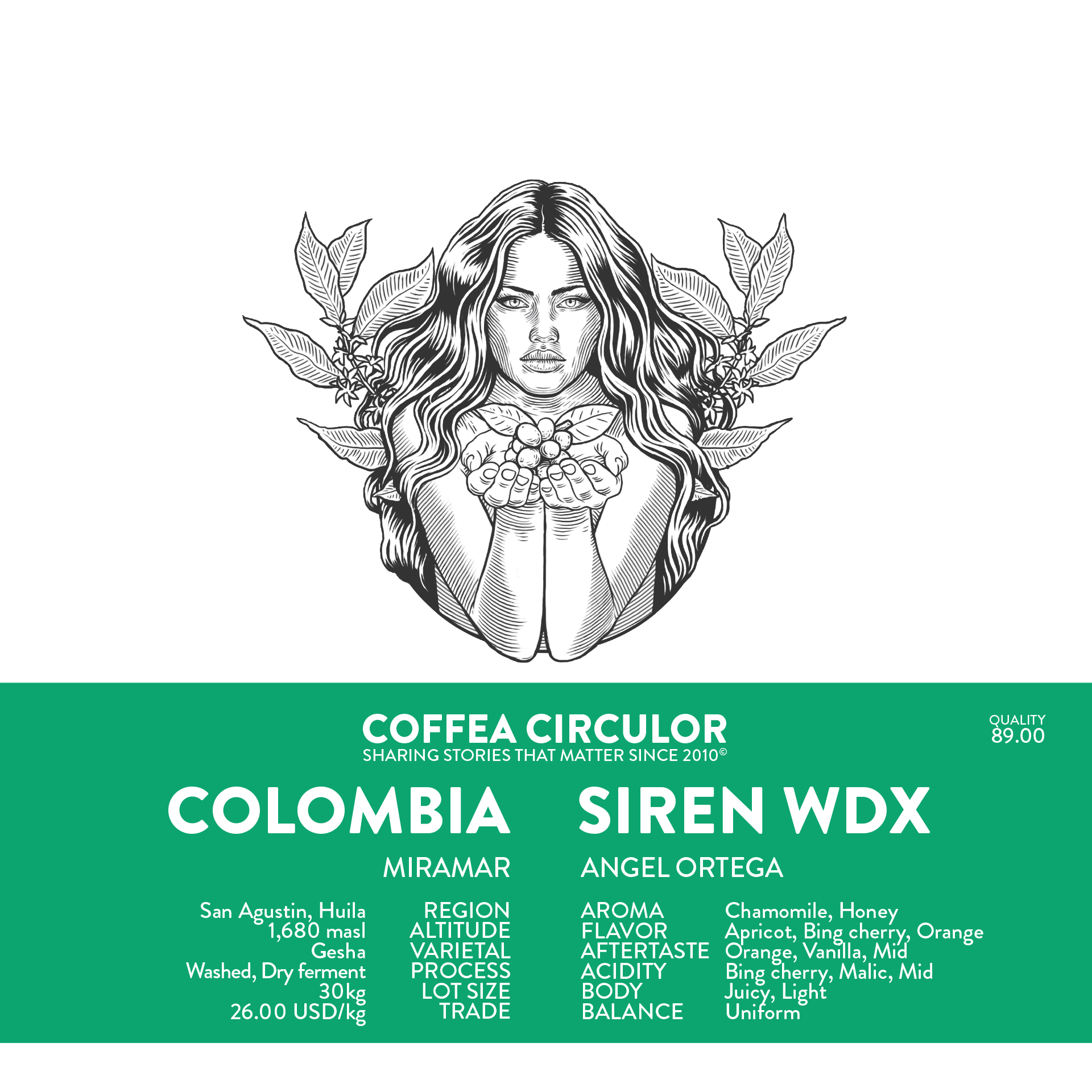 Colombia Siren Geisha Washed Dry WDX