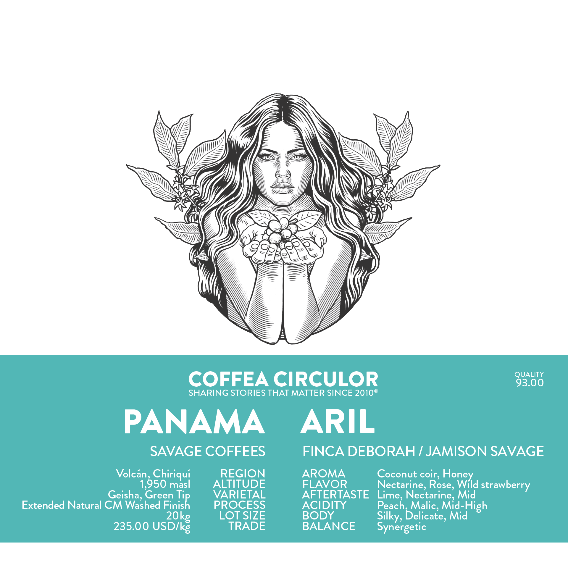 PANAMA Savage Coffees Finca Deborah Geisha Aril Extended Natural CM Washed Finish