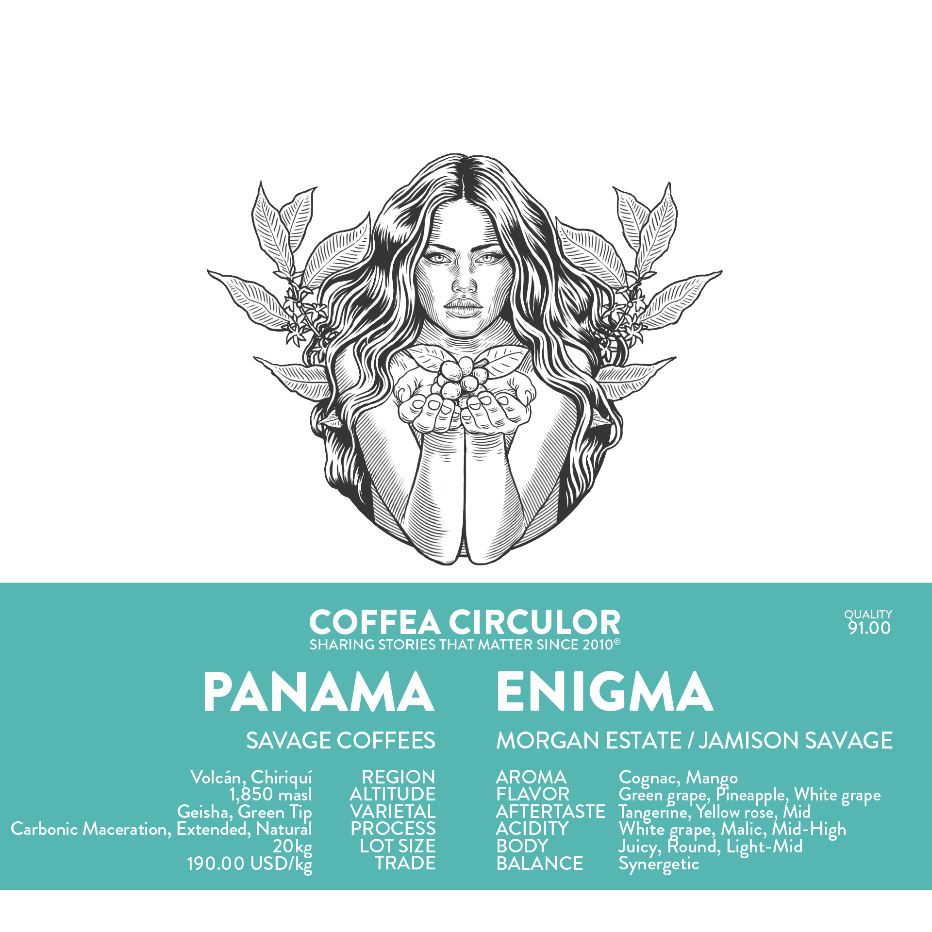 PANAMA Savage Coffees Morgan Estate Enigma Geisha Carbonic Maceration Extended Natural