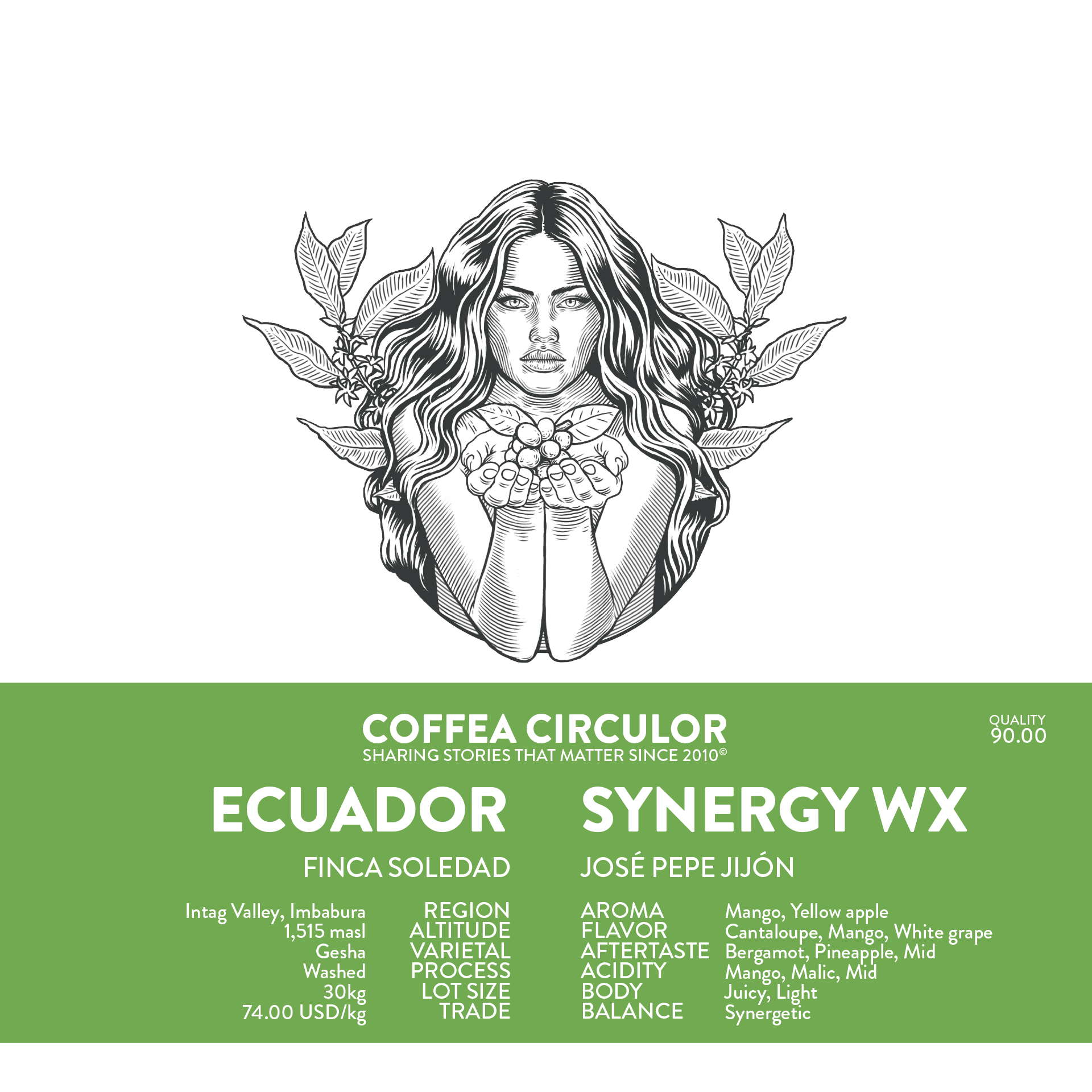 ECUADOR Finca Soledad Pepe Synergy Geisha Washed WX