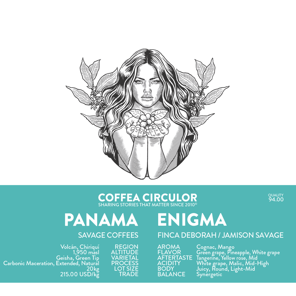 PANAMA Savage Coffees Finca Deborah Enigma Geisha Carbonic Maceration Extended Natural
