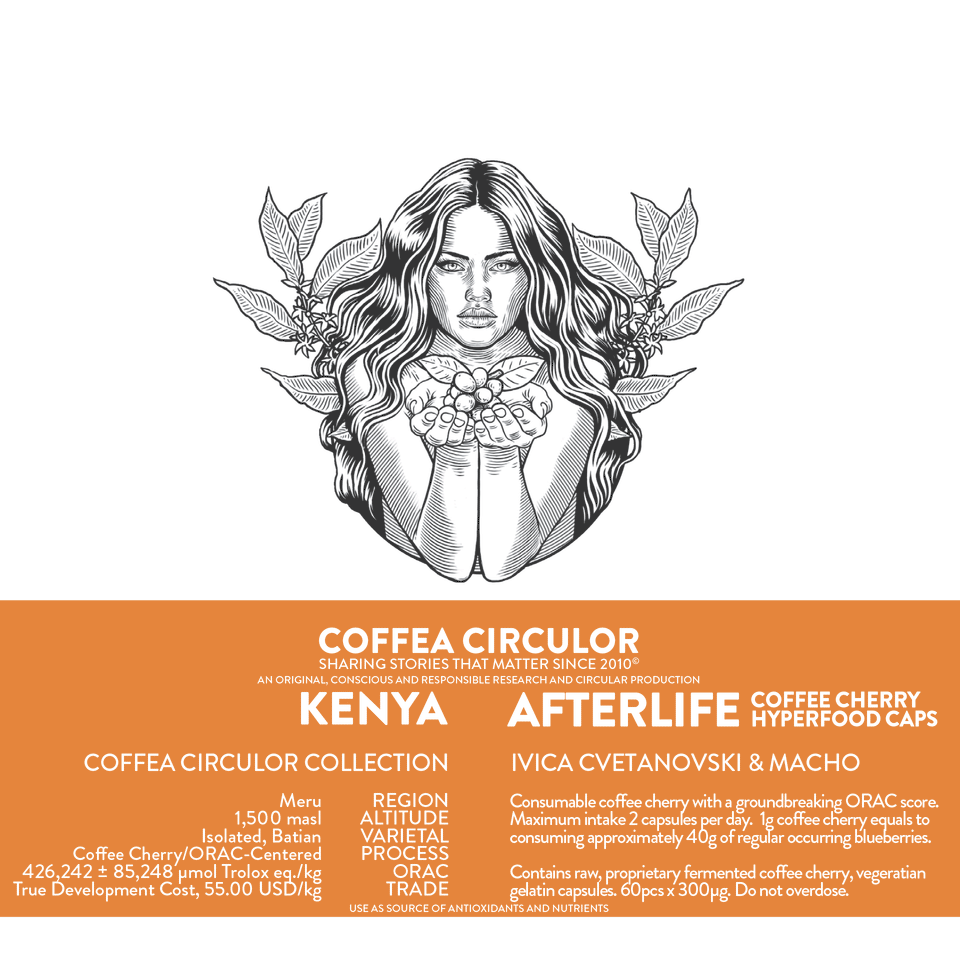 KENYA Coffea Circulor Afterlife Coffee Cherry Hyperfood Capsules Isolated Batian Coffee Cherry/ORAC-Centered CCX