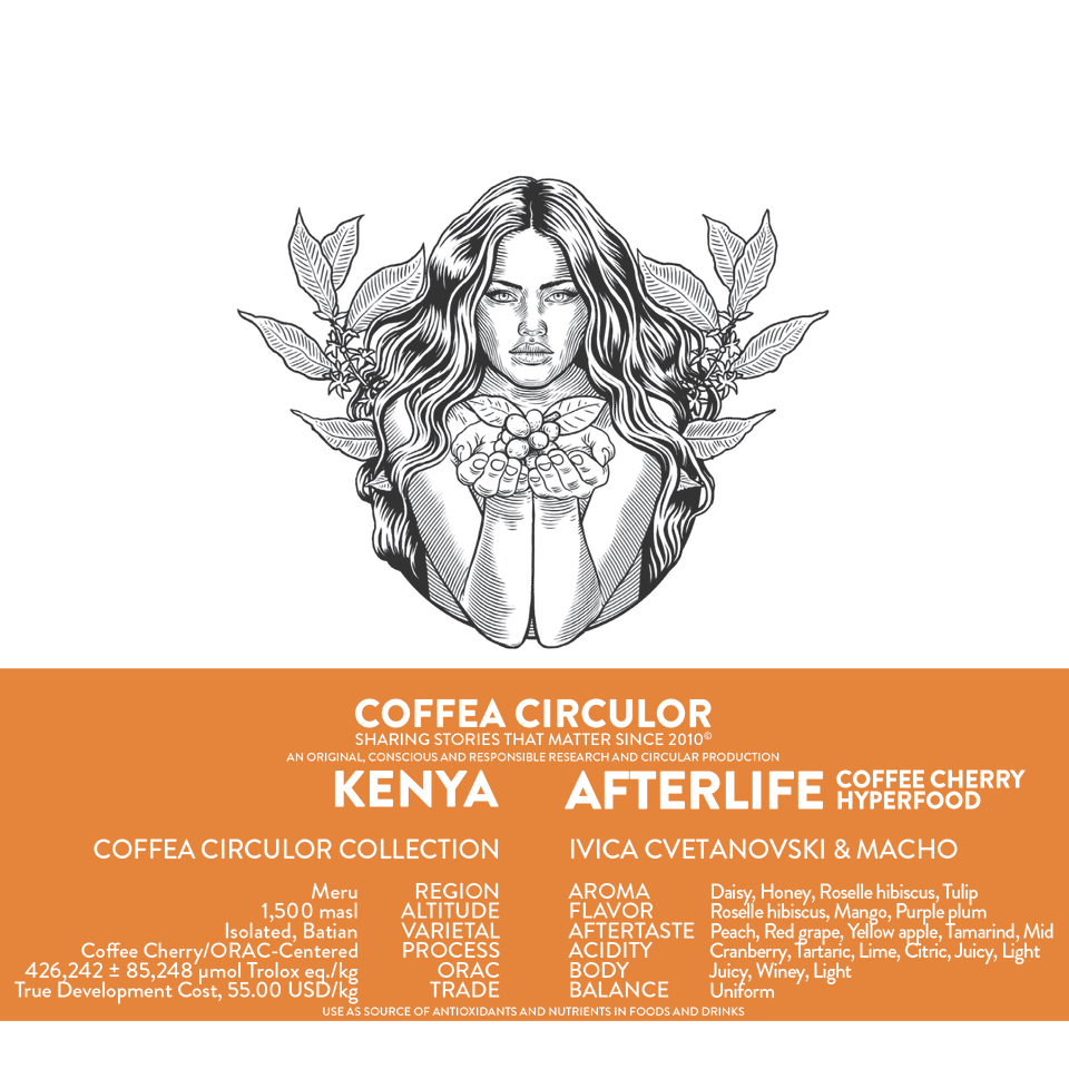 KENYA Coffea Circulor Afterlife Coffee Cherry Hyperfood Isolated Batian Coffee Cherry/ORAC-Centered CCX